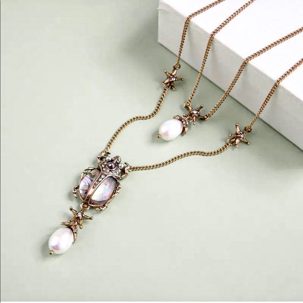 DOUBLE-WRAP BEETLE NECKLACE